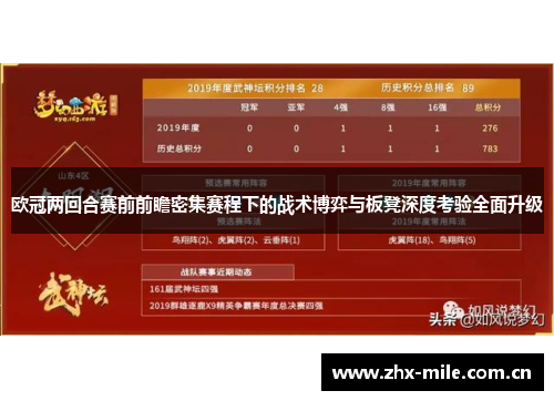 欧冠两回合赛前前瞻密集赛程下的战术博弈与板凳深度考验全面升级 欧冠两回合赛前前瞻密集赛程下的战术博弈与板凳深度考验全面升级